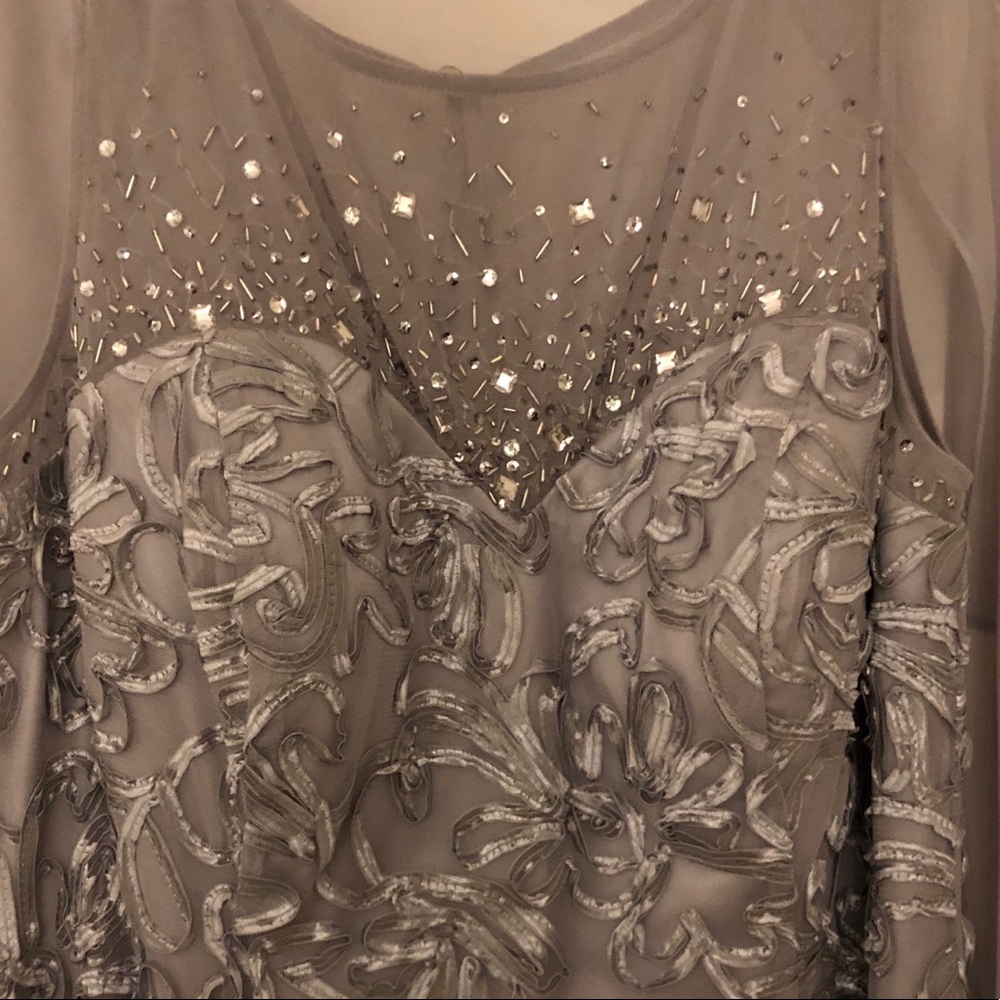 Pewter colored evening gown, size 14